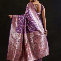 Libas Purple Woven Design Saree With Unstitched Blouse image 2