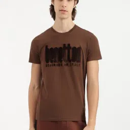 United Colors of Benetton Brown Regular Fit Woven Design T-Shirt-picture-39