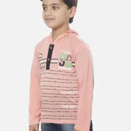 Fourfolds Kids Pink Printed Regular Fit T-Shirt image 3
