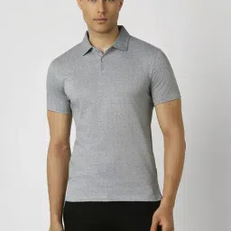 Van Heusen Grey Slim Fit Printed Polo T-Shirt-picture-41