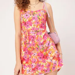 DressBerry Whimsical Florals Smocked Back A-Line Mini Dress-picture-16