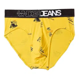 UnderJeans by Spykar Yellow Printed Briefs - Pack of 2 image 4