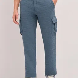 The Bear House Blue Straight Fit Casual Cargos-image-65