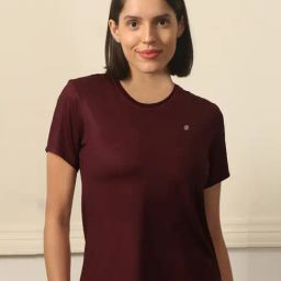 Soie Maroon Polyester Solid Short Sports T-Shirt-picture-20