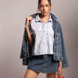 Vero Moda Blue Cotton Printed Shirt-image-50