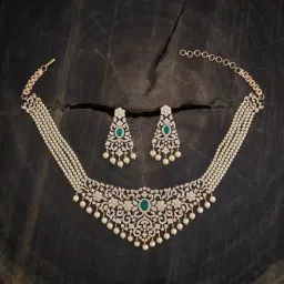 Kushal's Fashion Jewellery Green Golden Set for Women-picture-14