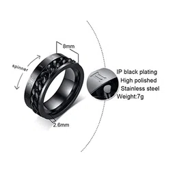 MEENAZ Men Silver-Plated Textured Finger Ring image 3