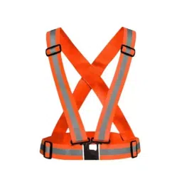 Rahul Professionals High Visibility Polyester and Plastic Hard Type Adjustable White & Orange Safety Helmet & Vest Belt Combo Free Size (Pack of 2) image 2