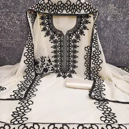 HMP Fashion Floral Embroidered Thread Work Unstitched Dress Material-image-25