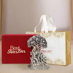 INTERNATIONAL GIFT Silver-Toned God And Goddedd Radha Krishna Religious Idol Showpiece-image-68