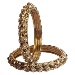 Shiv Jewels Women Set Of 2 Gold-Plated Stone-Studded Bangles-picture-11