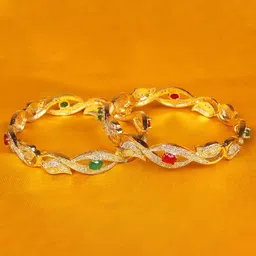 Shiv Jewels Set of 2 Gold-Plated Stone-Studded Bangles image 1