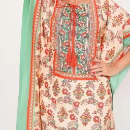 The Kaftan Company Cream Floral Relaxed Kaftan Nightdress image 4