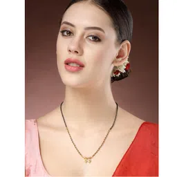 nvr Women Artificial Black Beaded MangalsutralGold Plated & Black Beaded Mangalsutra for Women|Best Gifting option|Perfect for Weddings, Festivals Special Occasions|Mangalsutra/Tanmaniya/Nallapusalu image 2