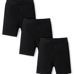 Bonfino 100% Cotton Knit Solid Cycling Shorts Pack of 3 - Black-picture-21