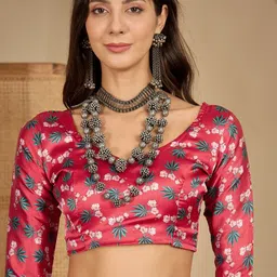 all about you Floral Satin Designer Saree image 3