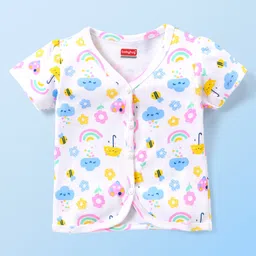 Babyhug 100% Cotton Interlock Half Sleeves Front Open Vest Bugs & Floral Print Pack of 3 - Multicolour image 2