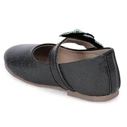 Mine Sole Glittered & Floral Sequins Embellished With Velco Closure Mary Jane Ballerinas - Black image 3