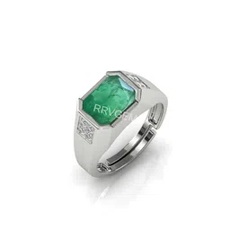 RRVGEM Emerald 6.00 Ratti Silver Plated Adjustable Ring-picture-36