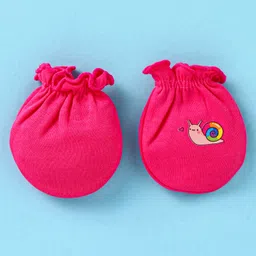 Ben Benny Interlock 100% Cotton Knit MittensSolid Snail & Penguin Print Pack of 4 - Pink Red White image 3