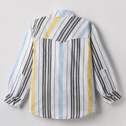 Noddy Full Sleeves Striped Mandarin Collar Shirt - Yellow image 3