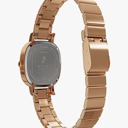 Sylvi Women Patterned Dial & Stainless Steel Straps Analogue Multi Function Watch EL-BLK-rose-mesh image 3