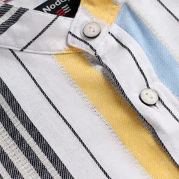 Noddy Full Sleeves Striped Mandarin Collar Shirt - Yellow image 4