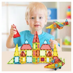 FUNVERSE Magnetic Tiles for Kids, Magnetic Building Blocks for Kids 3 4 5 6 7 8 Years, Educational Learning Toys for 2 3 4 5 Year, Magnetic Toys for Kids, Learning Educational Brain Toys - 46Pcs image 4