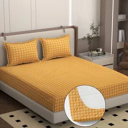 BELVOSTUM Orange 250 TC King Bedsheet with 2 Pillow Covers-picture-15