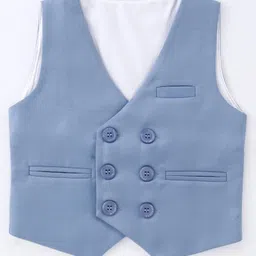 Mark & Mia Full Sleeves 3 Piece Party Suit with Bow - Blue & Maroon image 5