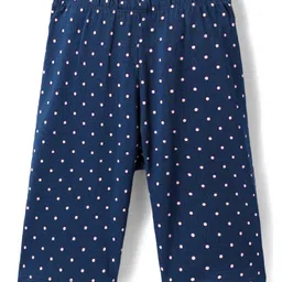 Babyhug Cotton Knit Half Sleeves Capri Night Suit With Polka Dots & Love Text Print - Mint & Pink image 5