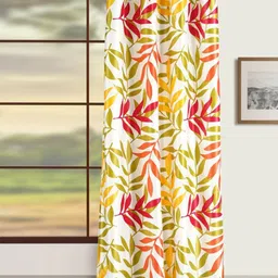 SWAYAM Omega Yellow & White Floral Room Darkening Door Curtain-image-4