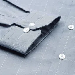 Van Heusen Men Grey Slim Fit Grid Tattersall Checks Checked Formal Shirt image 2