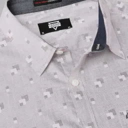 Thomas Scott Light Maroon & Grey Slim Fit Self Design Cotton Shirt image 4