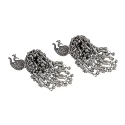 Teejh Ethnic Hanika Ghungroo Silver Oxidized Jhumki Earring image 4