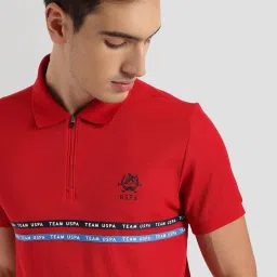 U.S. Polo Assn. Red Cotton Slim Fit Printed Sports Polo image 4