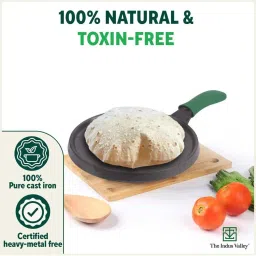 The Indus Valley Black Cast Iron 25.4 cm Chappati Tawas With Grip image 4