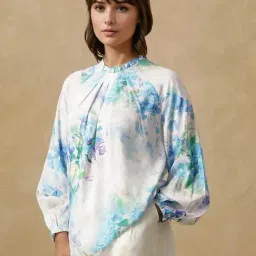 RAREISM Blue Cotton Blend Printed Long Sleeves Top-image-85
