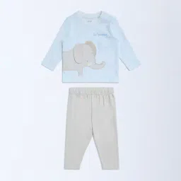 HOP Baby by Westside Blue Animal Design Cotton T-Shirt and Pants Set-picture-33