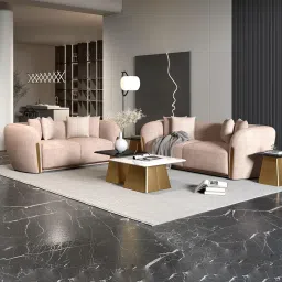 Durian Modern Ashen Fabric 3 Seater Sofas with 4 Throws Cushions image 2