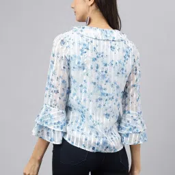 Latin Quarters Sky Blue Floral Print Top image 2