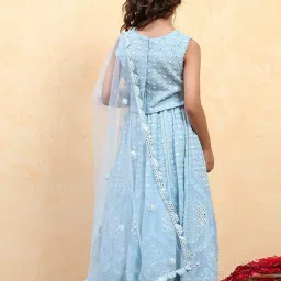 BIBA Girls Blue Embroidery Lehenga Set image 2