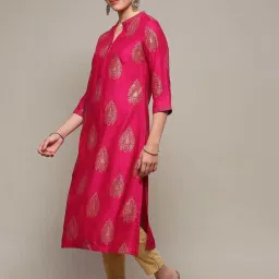 Biba Pink Printed Straight Kurta image 4