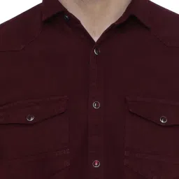 Kuons Avenue Dark Plum Slim Fit Denim Shirt image 4
