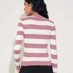 Honey By Pantaloons Pink Slim Fit Striped Top image 2