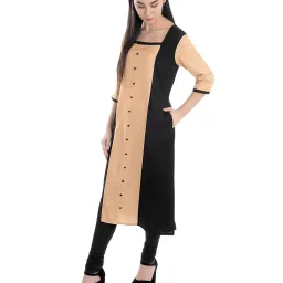 PATRORNA Peach & Black Regular Fit Kurta image 4