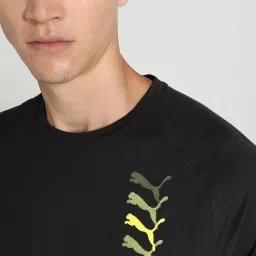 Puma Black & Yellow Regular Fit Colour Block Sports T-Shirt image 4