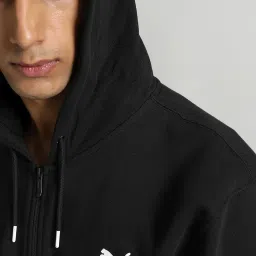 Puma Cool Black Regular Fit Colour Block Hooded Sweatshirt image 4