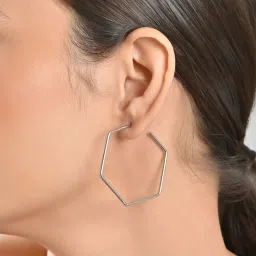 ToniQ Silver Plated Star Heart Shape Delicate Hoop Earrings for Women Set of 3 image 2