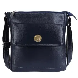 HiLEDER 100% Pure Genuine Leather Messenger Shoulder Handbag 9 inches Sling Cross Body Travel Office Tablet 3 Chain Bag for Men and Women, Blue-picture-12